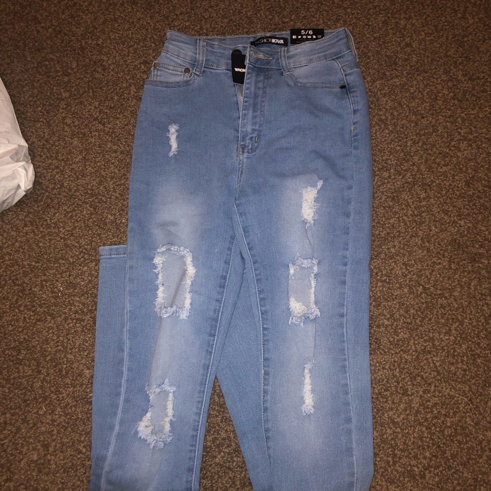 Fashion Nova Ripped Light Wash Jeans
